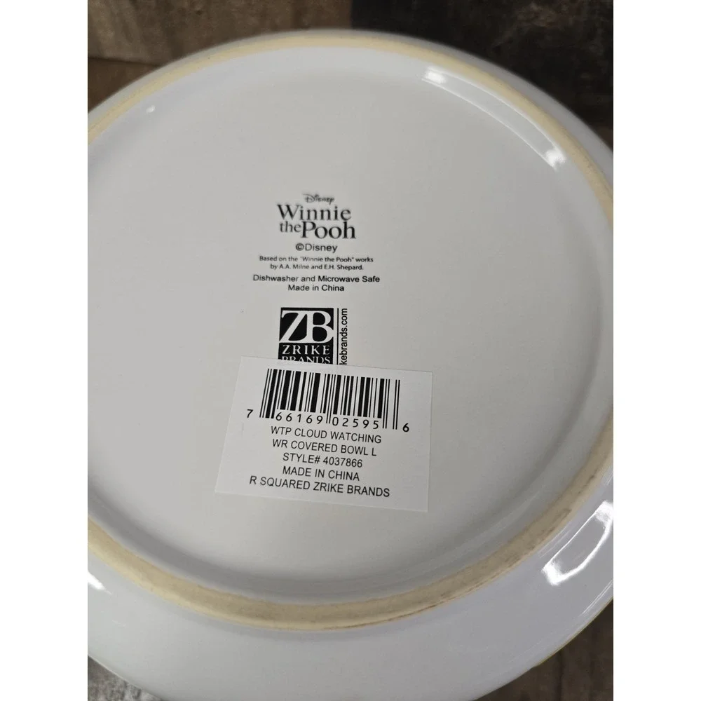Disney Winnie the Pooh Ceramic Storage Bowl Set 2pc Vented Lids Hand Painted Art